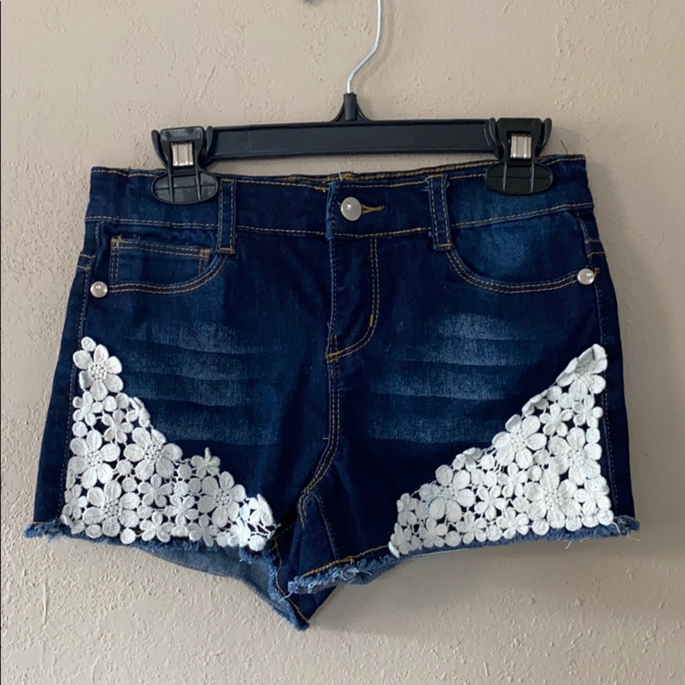 lace jean shorts